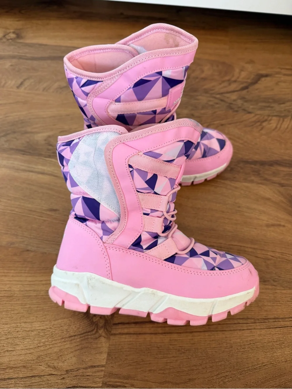 Girls' Pink Geometric Snow Boots - Insulated Winter Footwear